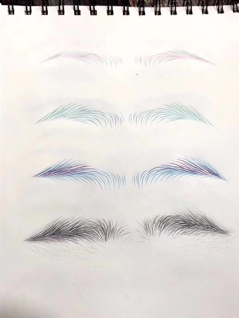 纹绣眉毛线条训练的5种画法